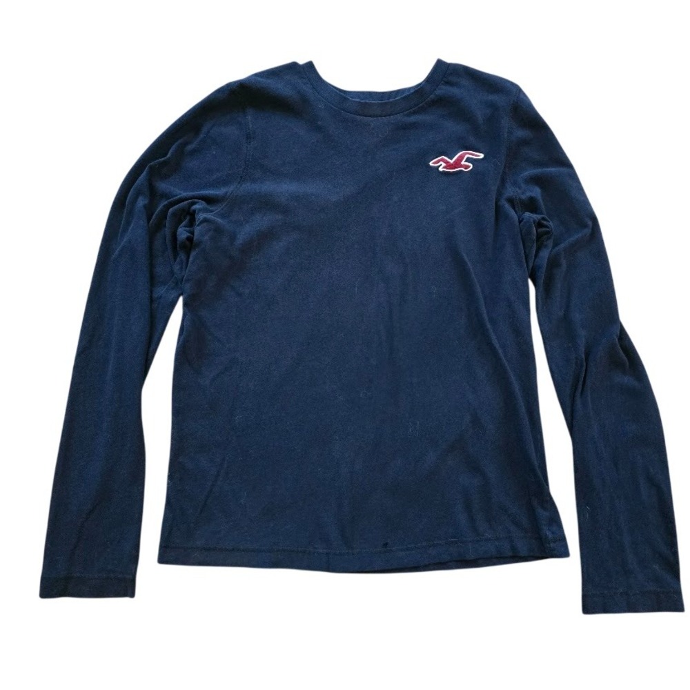 Hollister Long Sleeve T-Shirt Men XL Navy Blue Surfer Coastal Basic Fitted Layer